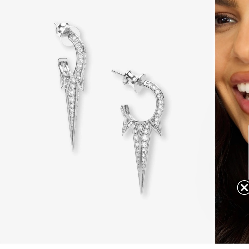 Melinda Maria Gabriella Silver Crystal Spike Earrings